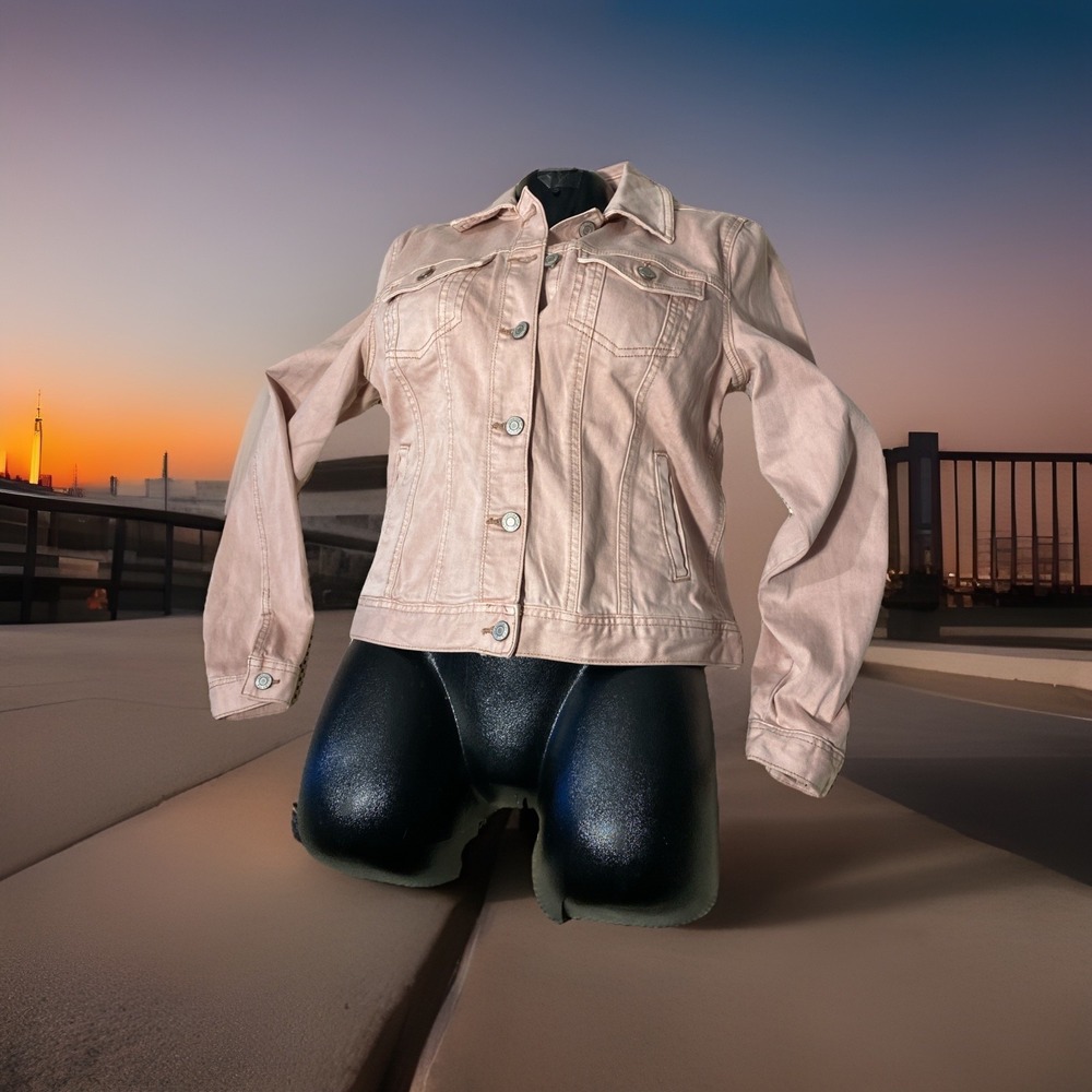MAURICE Misses' XS DENIM JACKET (dusty pink; button-up‎